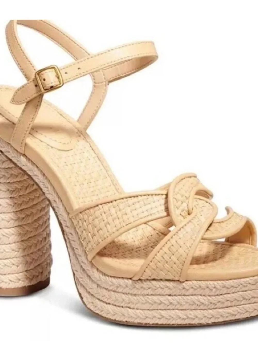 Coach Talina Natural Platform Espadrille Raffia Sandals Shoes Heals